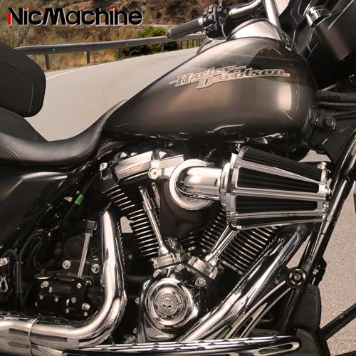 Image of Chrome Gauge Air filter for harley davidson street road glide road king air intake softail fatboy air cleaner dyna sportster XL (Type A : For Sportster XL models)