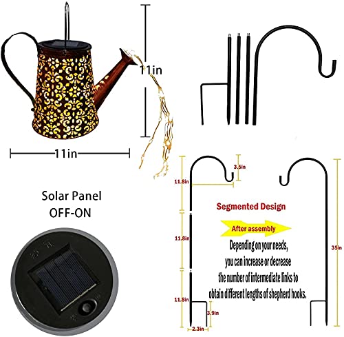Solar Watering Can Garden Lights - Solar Lights Outdoor Garden Ornaments Waterproof Large Yard Statues Retro Copper Decorations for Home Patio with 35" Shepherd Hook by TAOYIO - Image 4