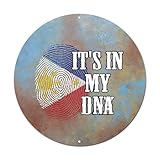 WoGuangis Philippines Metal Tin Door Hanger Sign for Retro Aluminum Art Decor Philippines It's in My DNA Aluminum Metal Signs for Outdoor Patio Yard Pool Garden Porch Garage 9x9in