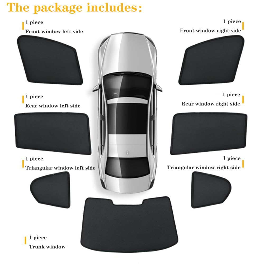 Auto Tendine Parasole per Finestrino Laterali, per Renault Kadjar 2015-2023 Tenda Parasole Anteriore Posteriore, Blocca Zanzara UV Aspirazione Magnetica Rete di Nylon Nera,1 Set of 7 Pieces