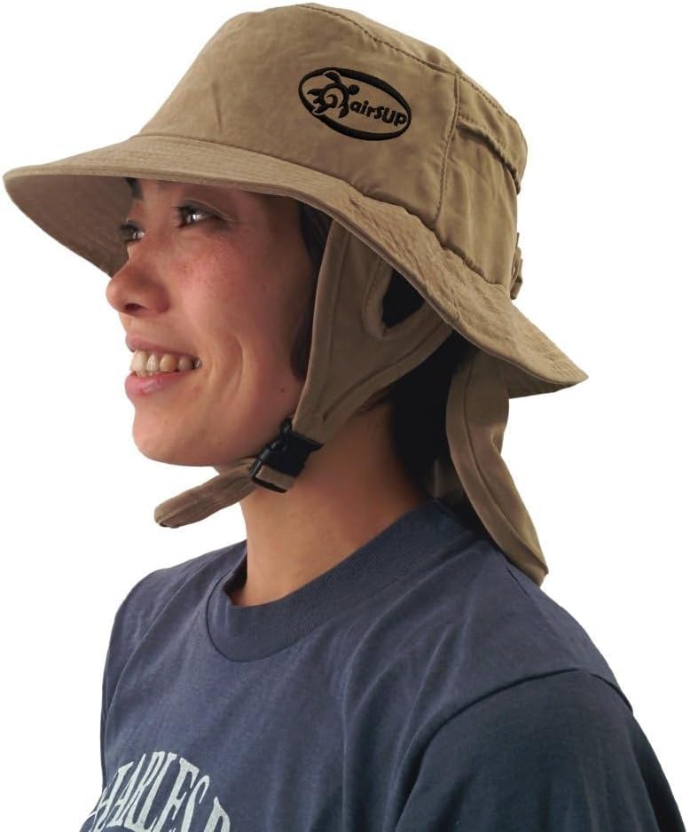 Bucket Hat for Stand Up Paddle Surf & Sun Protection Wide Brim Fast Drying Polyester Sand Color