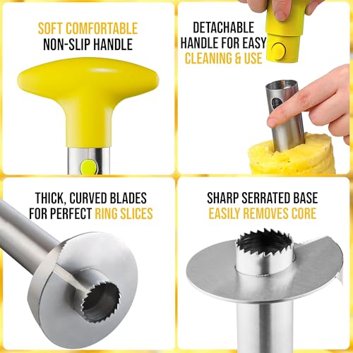 Image of Zulay Kitchen Stainless Steel Pineapple Corer, Slicer & Eye Peeler