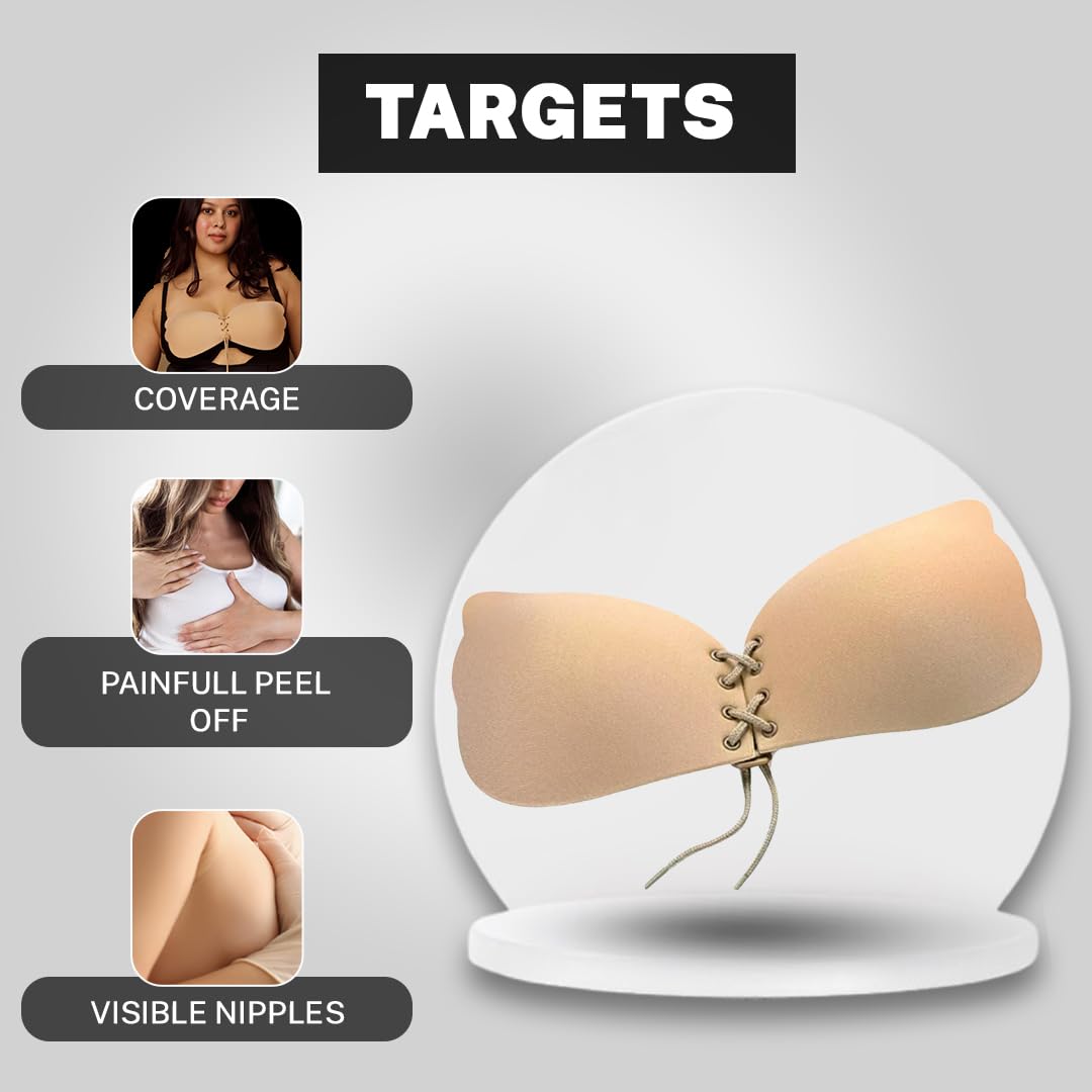 HOUSE OF BEAUTY HOB Reusable Butterfly Bra Push Ups Invisible Bra for Backless & Lift (D Cup) Skin - Image 3 thumbnail