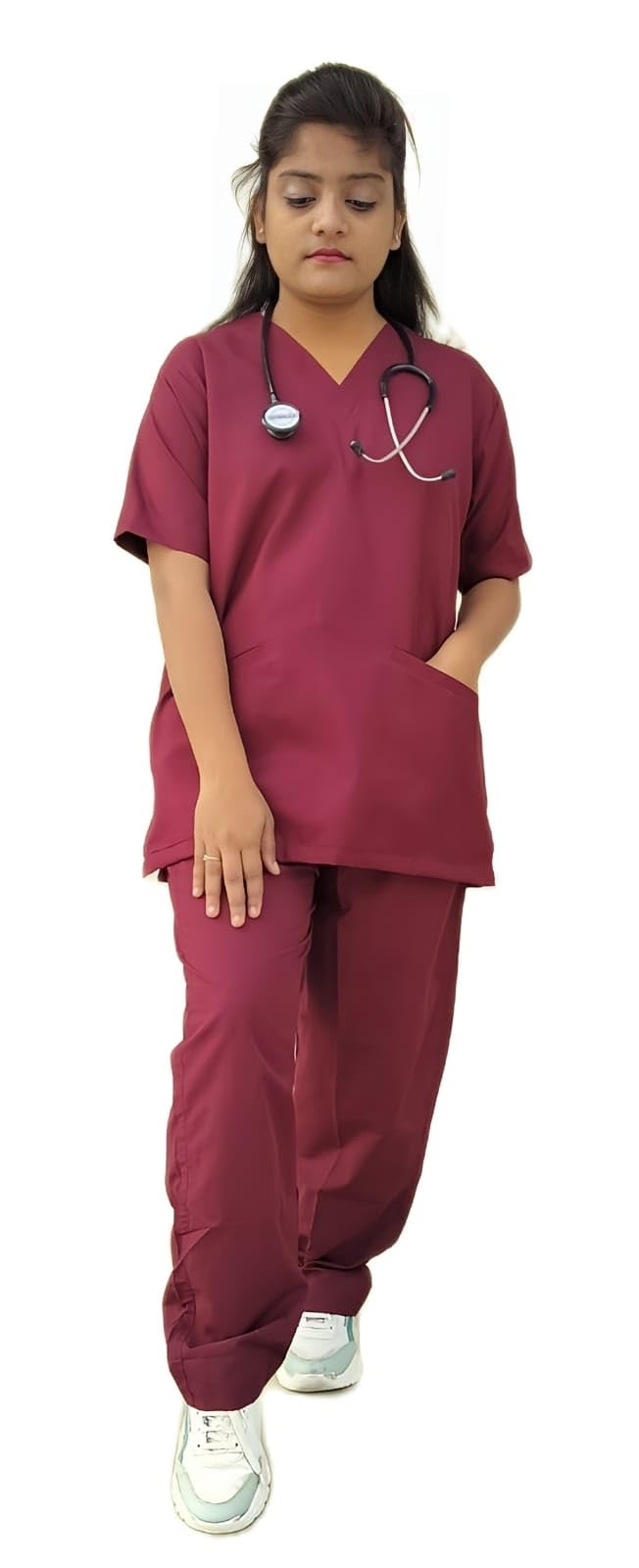 Hangerage Scrub Suit | 5 Pockets Scrub Suits | Maroon Color | V Neck | Unisex | Top & Bottom | Durable | Comfortable | Professional Wear (S) (B0CTHPLDN5) Amazon Price History, Amazon Price Tracker