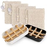 🛀Einfacher und klassischer Stil - Farbabstimmung in Schwarz und Weiß sowie natürliche Holzfarbe. Die quadratische Box mit Bambusfasernetz ist einfach und elegant. Egal in welche Art von Badezimmer es gestellt wird, es wird ein sehr gutes Badezimmerzubehör sein.