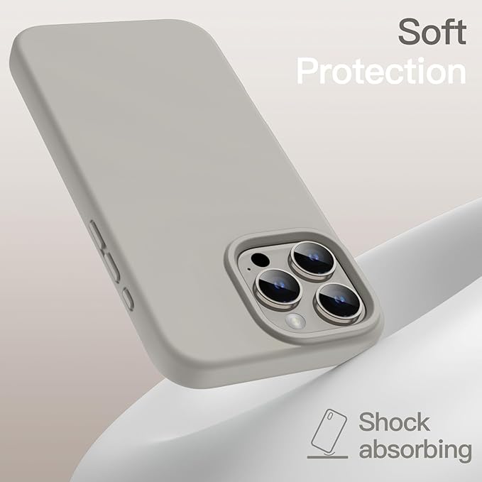 JETech Liquid Silicone Case for iPhone 16 Pro 6.3-Inch, Silky Soft Touch Full-Body Protective Phone Case, Anti-Scratch Shockproof Cover with Microfiber Lining (Natural Titanium)