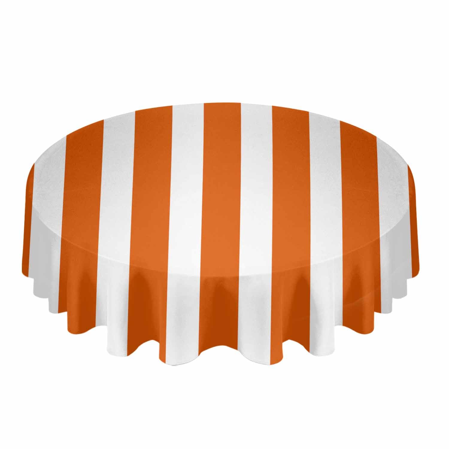 Lsrtoss Orange Round Fitted Tablecloth - Elastic Edge For 36-44 Inch Tables, Waterproof Vinyl, Indoor Outdoor Party Cover