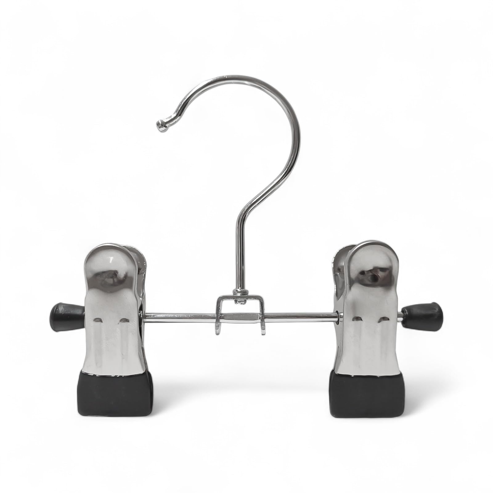 10x 12cm Adjustable Metal Clip Hanger – Chrome Finish with Rubber-Dipped Pegs – Rotating Hook – Non-Slip Clips for Skirts, Trousers, Scarves, Leggings, Shoes – Home or Retail Use