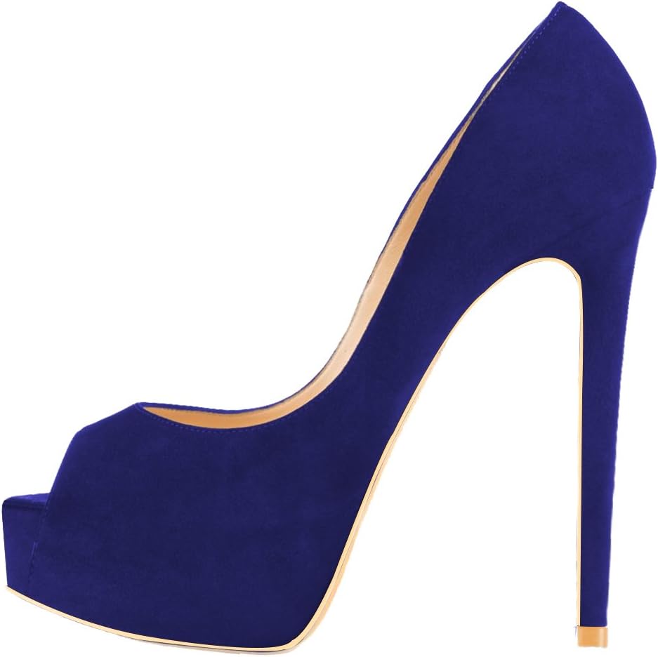 Maikool Women's Big Size Peep Toe High Heels Concealed Platform Shoes Size 5-15