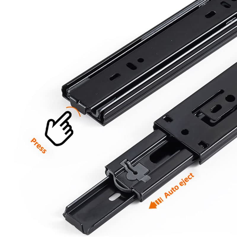 Guide per cassetti 2pc Black Black Roll Rotelle Acciaio Ribund Sliding Tracks Drawer Track Rail Binario A Tre Sezione Mobile Mobile Mute Slides Hardware per mobili (Color : 16 inch)