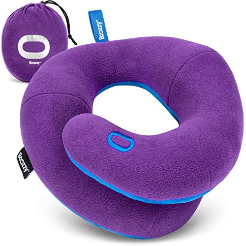 Image of BCOZZY 3-7 Y /O Kids Travel Neck Chin Supporting Pillow for Traveling in a Car seat, Provides Double Support for Kids Head, Must Have Travel Essential, Carry Bag, Small Size, Purple