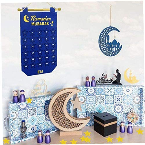 Eid Mubarak Calendar Ramadan Countdown Kalender Hanging Mubarak Decoraties voor Eid Ornaments Blue - Image 8