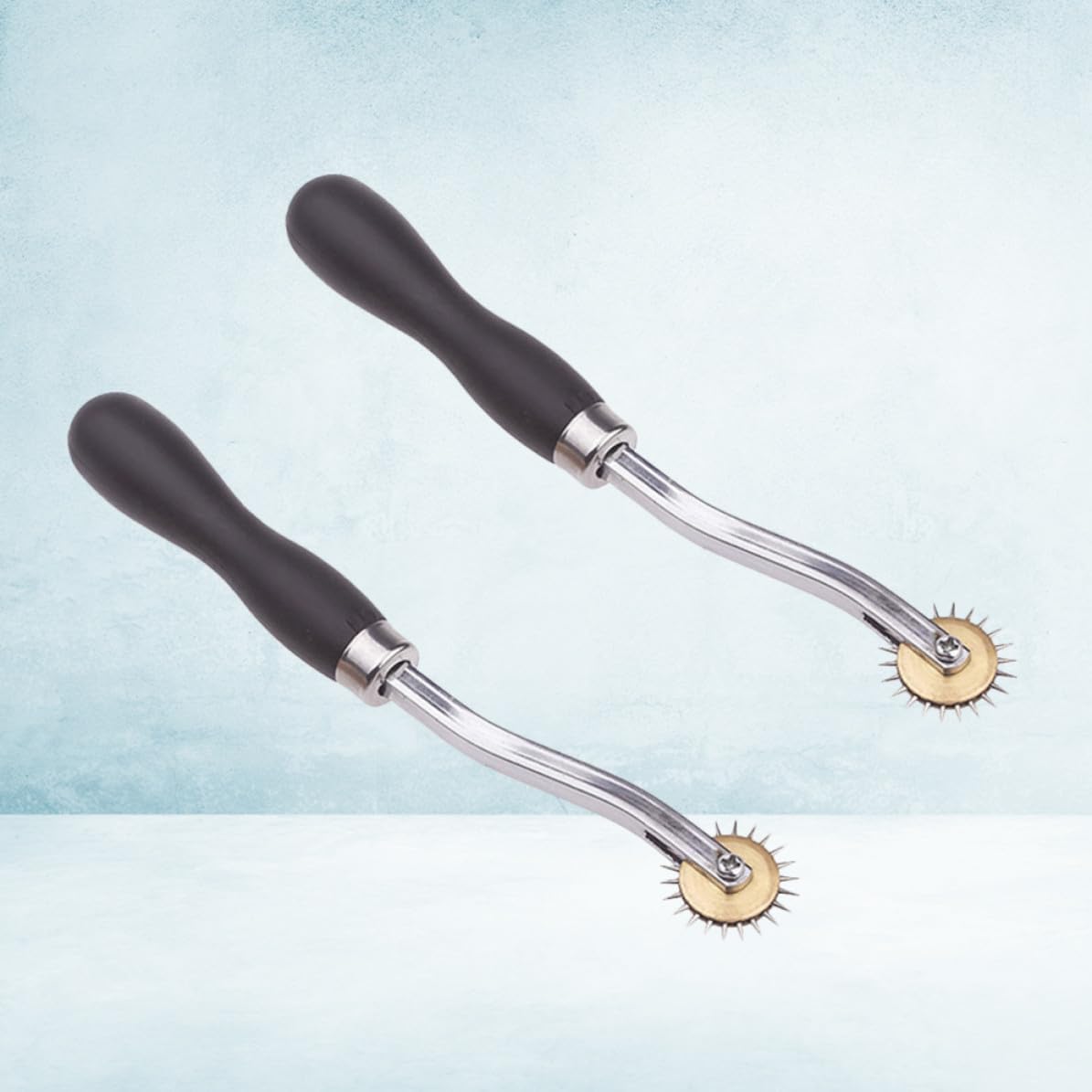 ibasenice Toothed Cloth Wheel Delimit Scribe Tool Stainless Steel 2pcs with Wooden Handle Round Marking Sewing Track for Tailor Sewing and Cross-Stitch and DIY Handcraft