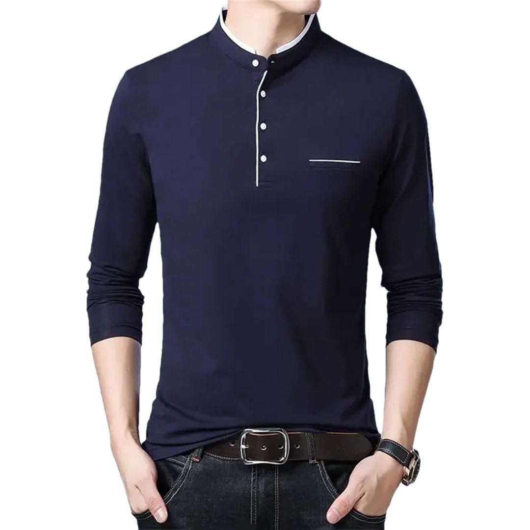 Camiseta polo para hombre, 100% algodón, sudadera de manga larga para hombre