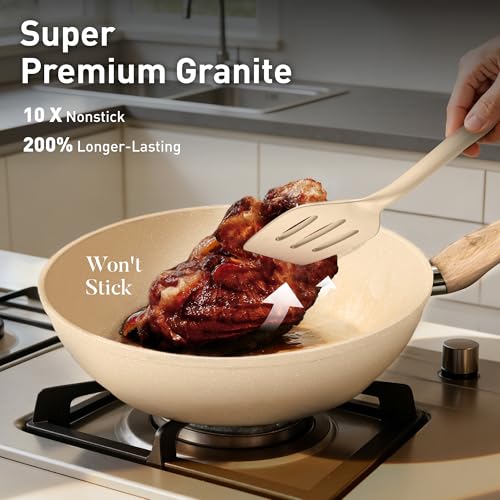 Image of DishDelight Kitchen Pots and Pans Set, 12 Piece Cookware Sets Non Stick | Granite Pans Set for Cooking, Compatible with Induction, Gas & Electric Stoves, PFOA & PFOS Free, Even Heating, Easy to Clean