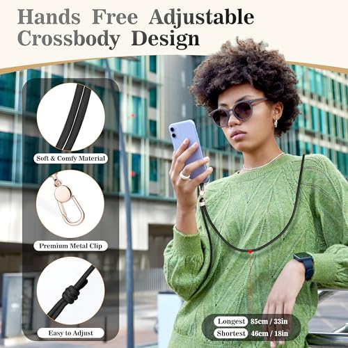 Image of Universal Phone Lanyard Strap: Adjustable Cell Phone Lanyard Crossbody with Phone Wrist Strap & Phone Tethers, Black, Adjustable