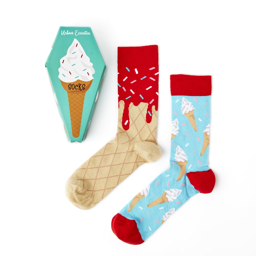 Unisex Ice cream Socks | Gift | 2 Pairs | Cotton Rich Socks | Premium Socks | Novelty | Gifts