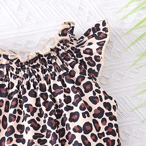 Girl Dress Toddler Brown Leopard Print A-Line Swing Cheetah Sundress Kids Summer Spring Dresses 4T (Leopard-264) #TOP6