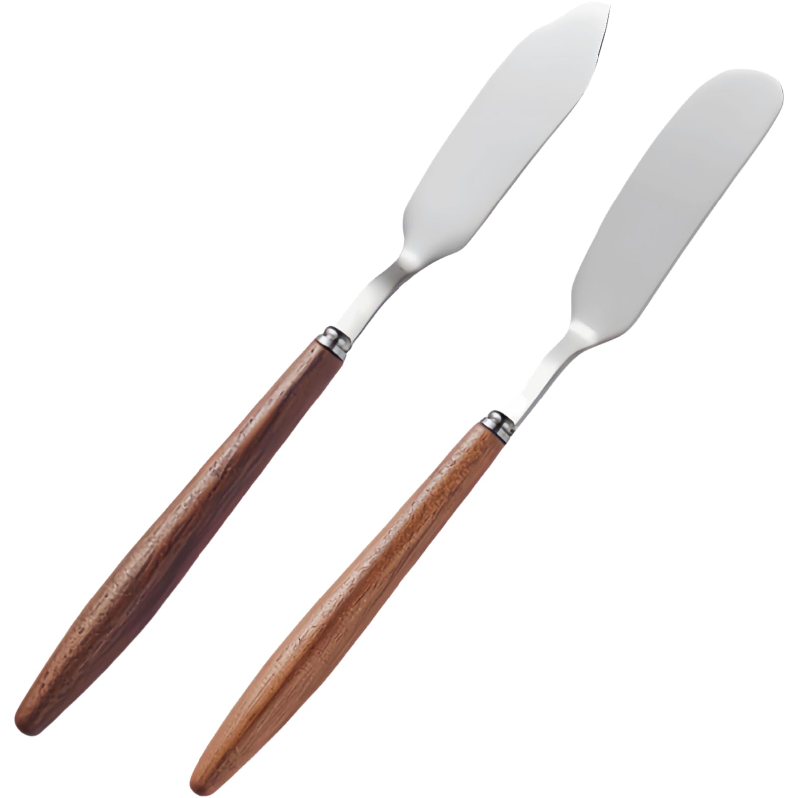 LacusMare Butter Knife Set of 2 – 7" Black Walnut Wood Handle Stainless Steel Butter Knives for Spreading Butter, Jam, Cream Cheese, Soft Cheese – Elegant Dark Wood Spreader for Toast & Sandwich