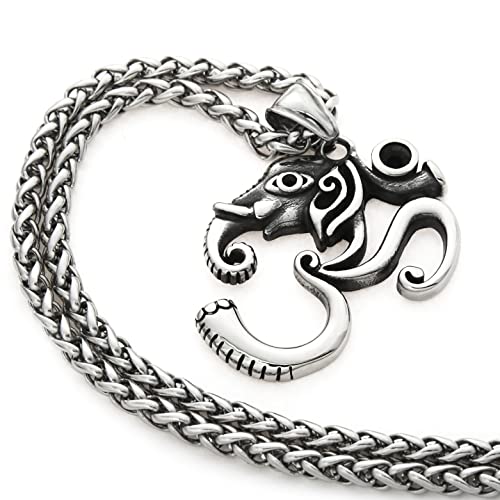 Ohm Ganesha Necklace Hindu Elephant God Of Fortune Stainless Steel Keel Chain Om Jewelry Gift Men Women3