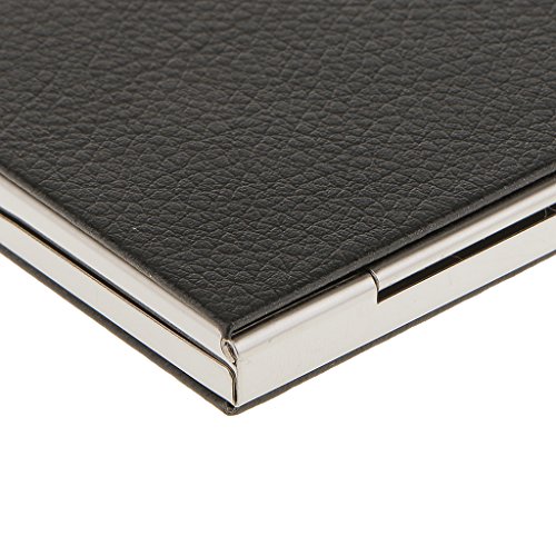 Capa para cartão de crédito Almencla de aço inoxidável com nome para cartão de visita - preta