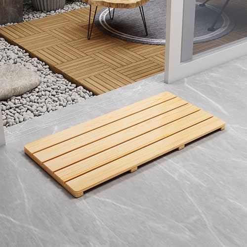 Peakjune Alfombra de baño de Madera,tarima Ducha Madera,Alfombra baño Madera,Alfombrilla Ducha Antideslizante Madera,Alfombrilla de baño de Madera para Sauna,Ducha,Sauna,Antideslizante