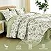 Luxudecor Floral Queen Comforter Set 7 Pieces Bed in a Bag, Sage Green Flower with Bird Bedding Set, Soft Reversible Comforter with Sheet Set 90