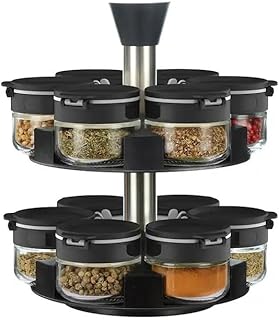 360 rotating 2 tier 12 jars spice rack (12 spice jars) Revolving Seasoni...
