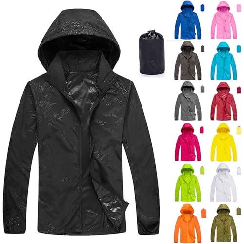 Muscularfit Mens Packable Rain Jacket Lightweight Waterproof Windbreaker Jackets Sun Hoodie Light Raincoats with Storage Bag