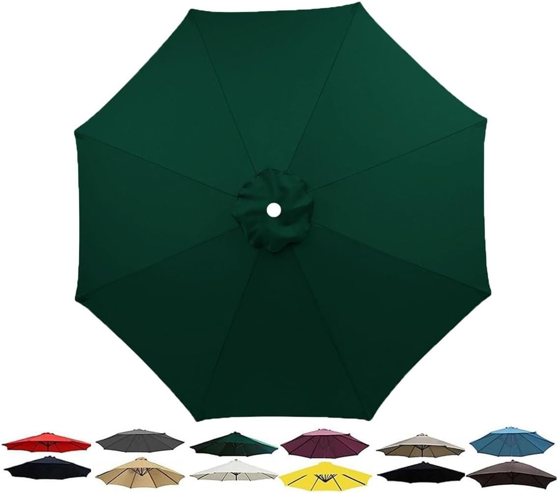 Patio Umbrella Replacement Canopy, Umbrella Replacement Cloth 6.6ft/9ft/10ft Market Umbrella Top Outdoor Umbrella Cover with 6 Ribs 8 Ribs, UV Protection Cloth for Umbrella, Green