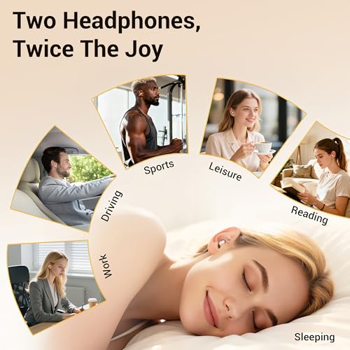 Image of 2-in-1 Wireless Earbuds Set, Open-Ear Clip & Mini Sleep Headphones, 36H Battery, Bass Sound, Ultra Comfortable, IPX5 Waterproof, Stylish for Work /Sport /Sleep