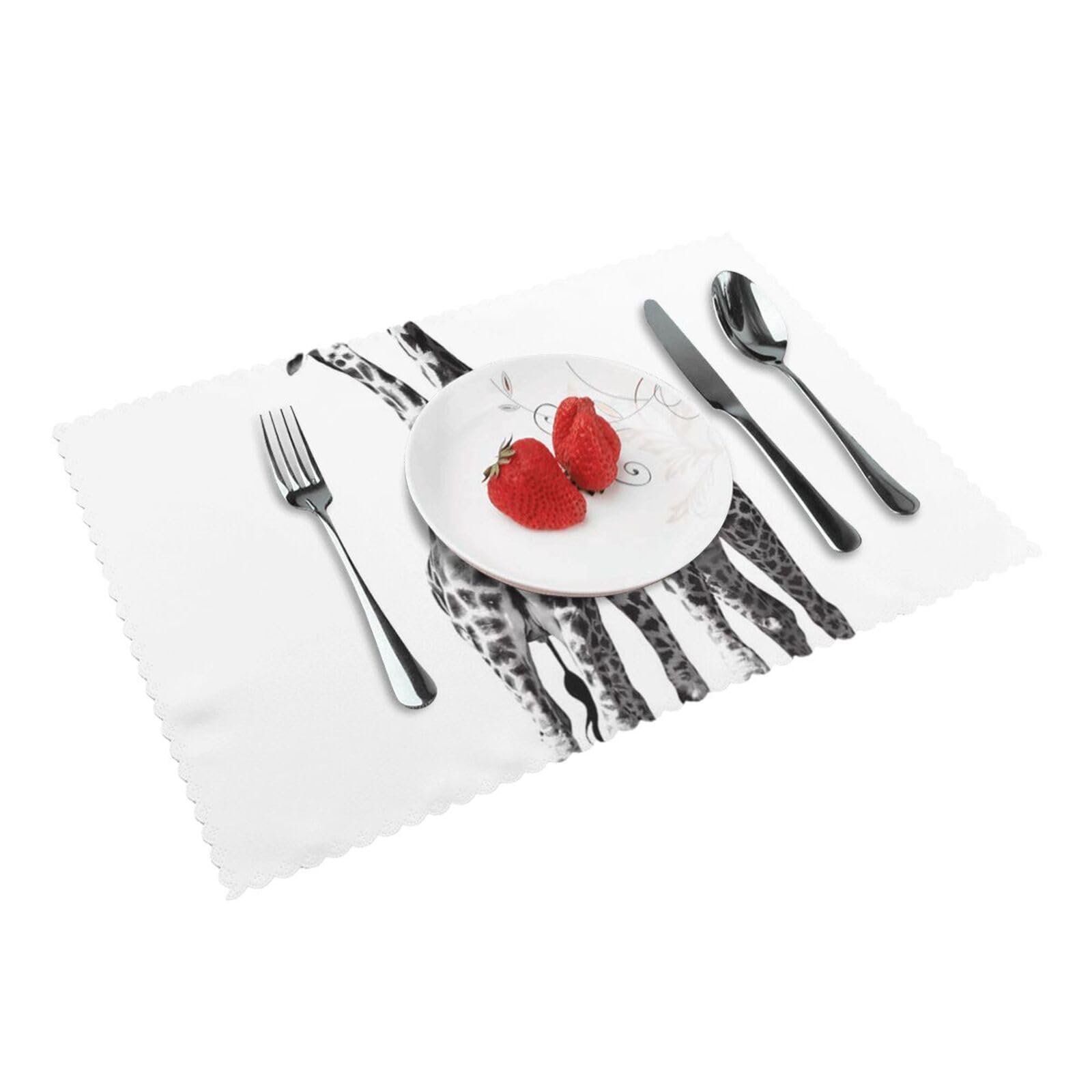4 PCS Heat Resistant Placemat 45x30 CM, African Giraffe Printed Non-Slip Place Mats for Kitchen Dining Table Indoor Outdoor