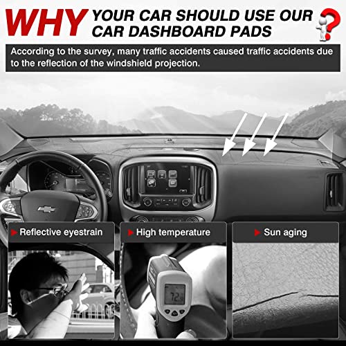 Image of Autorder Dashboard Cover Mat for 2015-2020 2021 2022 Chevrolet Chevy Colorado Accessories Dash Cover Flannel Dash Mat Sunshade Glare UV Rays Protector