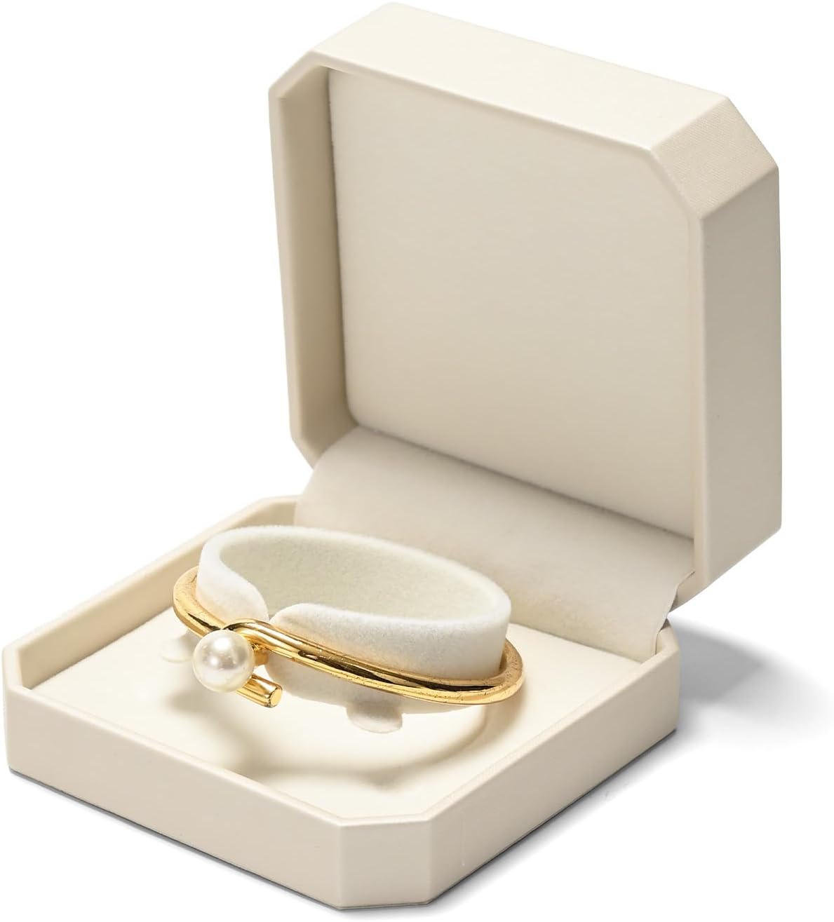 Beige PU Leather Octagonal Bangle Gift Box