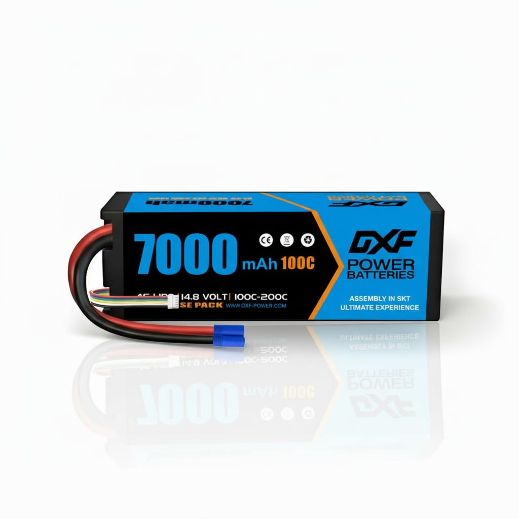 DXF 4S Batería Lipo 14.8V 100C 7000mAh Batería rígida con Enchufe EC5 para vehículos RC 1/8 y 1/10 Coche RC Buggy Truggy RC Avión UAV Drone FPV（1PCS）