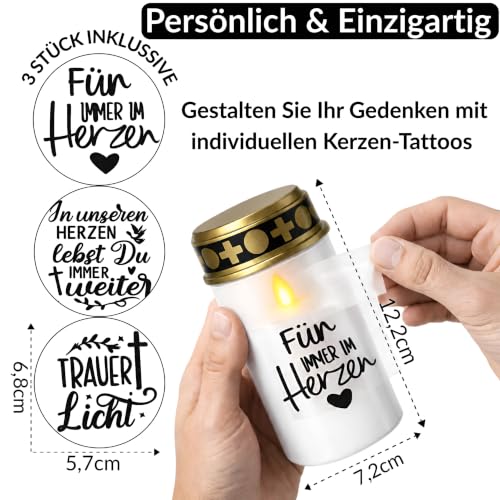Grablichter LED mit Batterie I Friedhofskerzen bis 6 Monate Leuchtdauer – Ansicht 3