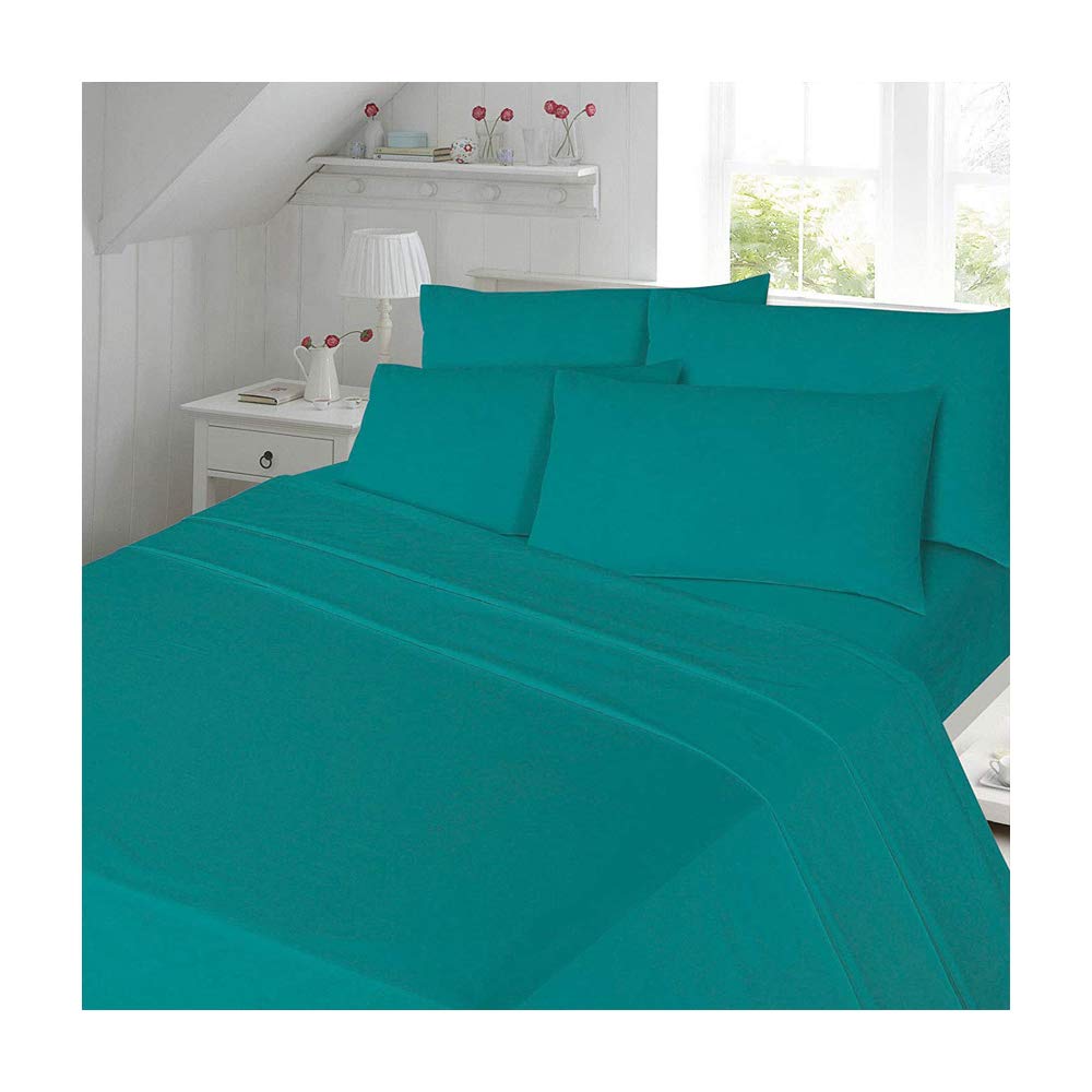 De Lavish Teal Thermal Flannelette Extra Deep 16"/ 40Cm Flannel Fitted Sheet Bed Sheet King Size Plain Dyed Bedding,