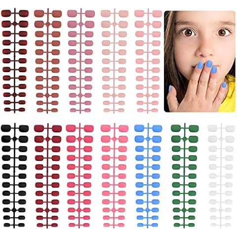 288 Stück Künstliche Nägel, EBANKU Kinder Quadratische Kurze Fingernägel Runde Matte Falsche Nagel Cover