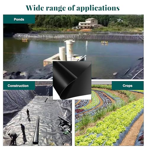 Coolty Teichfolie, schwarz, robuste Unterlage, Garten, Fischteiche, vorgeformte Auskleidungen für Fischteich, Landschaftsbau, Wasserspiel, Bachläufe, Springbrunnen, Wasserfall (1,2 m x 2,1 m)