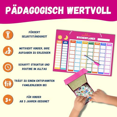 MeinSchlaufuchs® Wochenplaner Kinder - Montessori Magnettafel inkl. 250 Magnete, Aufbewahrungsbox… – Ansicht 3