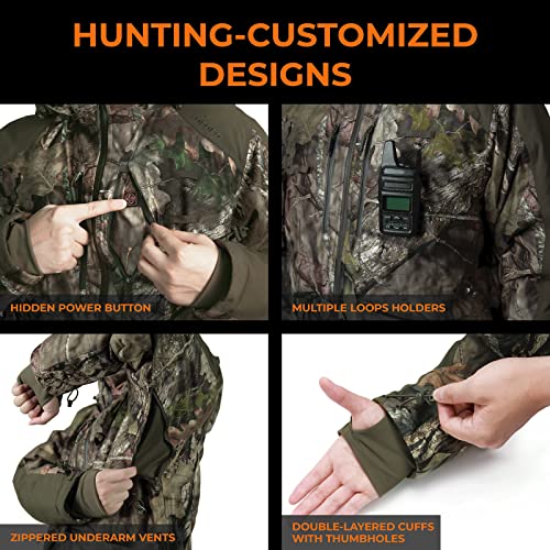 Image of ORORO Men's Waterproof Heated Hunting Jacket with Battery, Camo Hunting Heated Jacket with Detachable Hood