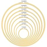 Caydo 8 Stück Stickrahmen 6,6 cm bis 30 cm Kreis Bambus Kreuzstich Reifen für Stickerei, Basteln Nähen und Ornamente