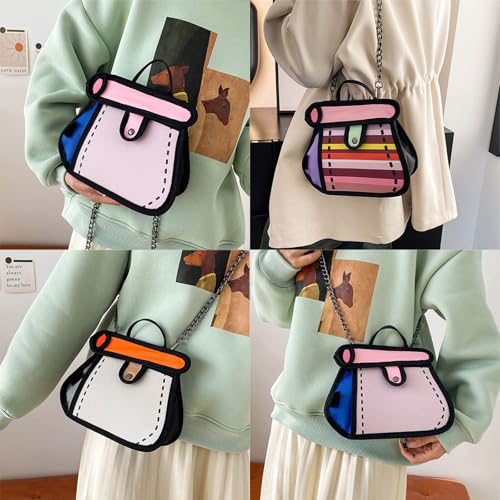Funny 2D Drawing Handbag Cartoon Shoulder Bag With Chain Strap Casual Crossbody Purse For A Stylish And Whimsical Look Fashio2