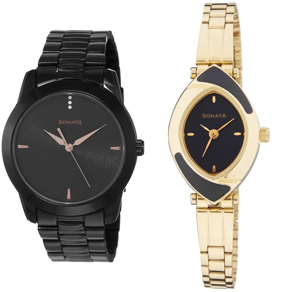Sonata Men Stainless Steel Analog Watches Combo (Nk7924Nm01,Nk8069Ym04) | Rakshabandhan Gifts, Band Color-Gold,Dial Color-Black (B07X2GPXN9) Amazon Price History, Amazon Price Tracker
