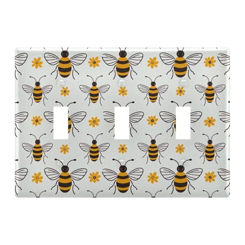 Light Switch Cover Cute Bee Wall Plates for Electrical Outlets 3 Gang 202a8834