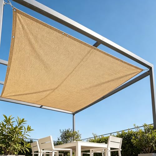 Voile d'ombrage 200 x 240 cm rectangle filet d'ombrage extérieur jaune sable