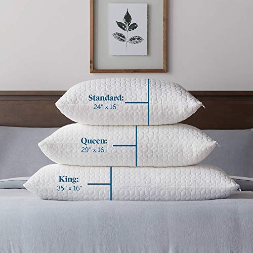 Lucid Adjustable Pillow Queen Size Bed Pillow For Sleeping – Premium Shredded Memory Foam Microfiber Blend Fill – Rayon From Bamboo Cover – Removable Zippered Cover – Memory Foam Pillow #TOP3