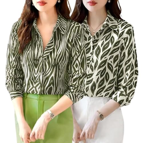 Image of Leriya Fashion Shirt for Women S-3XL | Abstract Printed Crepe Full Sleeve Shirt Collared Silhouette | Office Wear Tops for Women, Western Shirt for Women & Stylish Tops for Women Smart-Casual Styling