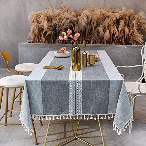Nappe rectangulaire grise en coton lin résistante taille 90x90 cm