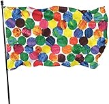 Bandera de patio con puntos rojos, verdes y amarillos: bandera de 3 x 5 pies, bandera resistente a la más fuerte, bandera nacional de larga duración, banderas para exteriores